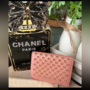 Christian Louboutin Pink and Gold Studded Wallet